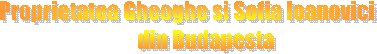 Proprietatea Gheoghe si Sofia Ioanovici
         din Budapesta
